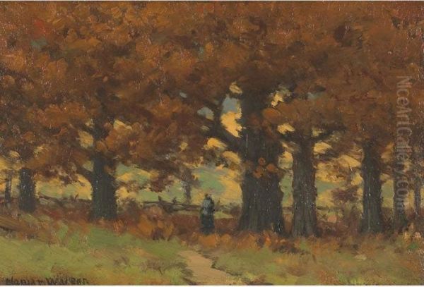 Figure On A Woodland Path - view 1