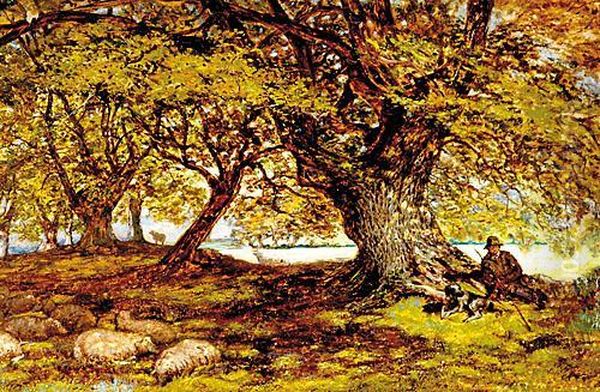 Shepherd Resting Among Trees - view 1
