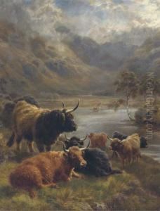 Highland Cattle In A Loch Landscape Highland Cattle In A Loch Landscape