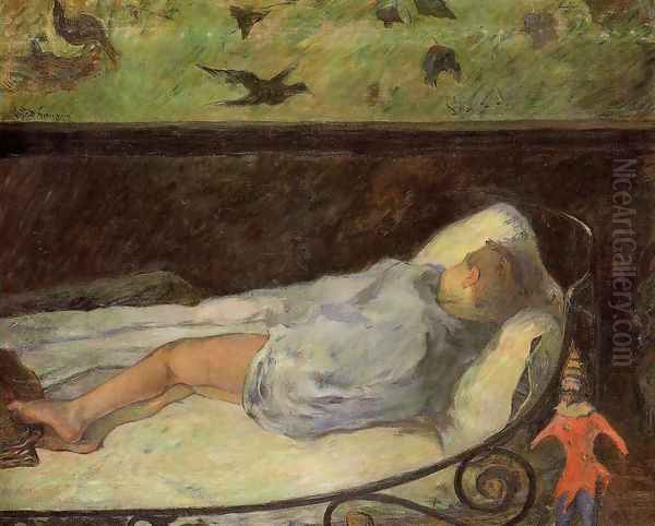 Young Girl Dreaming Aka Study Of A Child Asleep The Painters Daughter Line Rue Carcel - view 1
