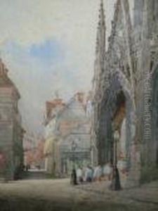 'st Maclou, Rouen'; Watercolour, Signed, Titled And Dated 1899, 45x35cm by Paul Fletcher Watson