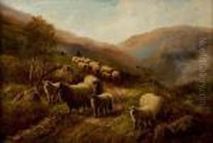Shepherd And His Flock In A Mountainlandscape