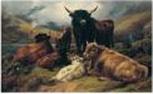 The Flock At Rest; Cattle In The Highlands