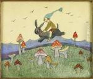 Field Of Mushrooms by Elizabeth Mary Watt
