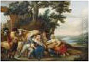 La Recreation Des Moissonneurs by Louis Joseph, Dit Watteau De Lille