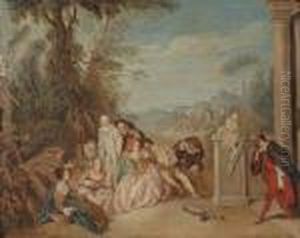 Personnages De La Commedia Dell'arte by Louis Joseph, Dit Watteau De Lille