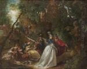 A Fete Champetre by Louis Joseph, Dit Watteau De Lille