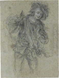 Study Of A Young Man In Commedia Dell'arte Costume by Francois Louis Joseph Watteau