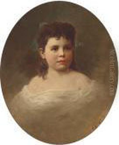 Portrait Of A Young Girl, Bust-length, In A White Dress - view 1