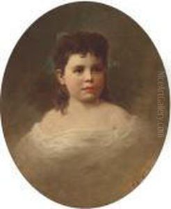 Portrait Of A Young Girl, Bust-length, In A White Dress by Samuel B. Waugh