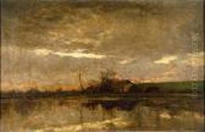 [chaumiere Au Crepuscule] by Camille Wauters