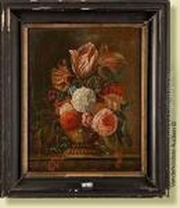 Vase De Fleurs Sur Un Entablement by Emile Charles Wauters