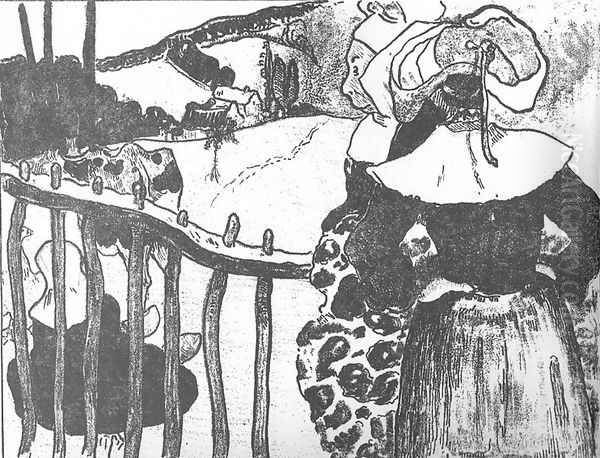 Breton Women at a Fence - view 1
