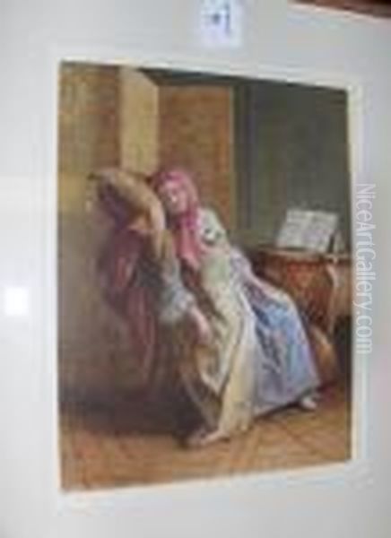Sleeping Girl, Signed, Watercolour - view 1