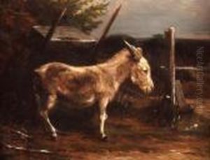 Donkey And Cart In Landscape by William Harris Weatherhead