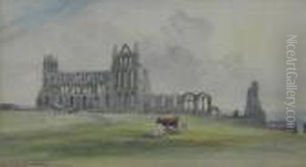 Cattle At Whitby Abbey - view 1