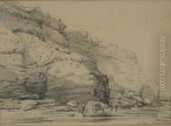 'the Cliffs Eastside Of Whitby' With Figures In The Foreground - view 1