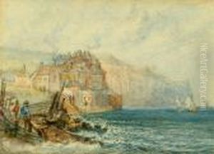 Robin Hood's Bay; Robin Hood's Bay With Fisherfolk Upon The Shore by Mary Weatherill