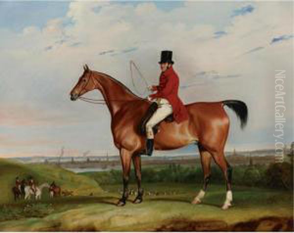William Bolton Aspinall With The
Hooton, Cheshire Foxhounds, Theriver Mersey And Liverpool Beyond - view 1