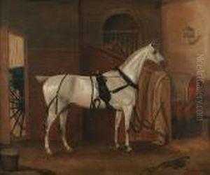 Portrait Of A Grey Hackney In A Stable, Possibly Commissioned For John Eaton,
(horse Blankets Initialled J. E.)