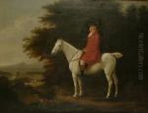 A Hunstman Seated On A Grey Hunter, A Landscape Beyond