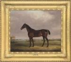 A Bay Hunter In A Landscape by William Webb