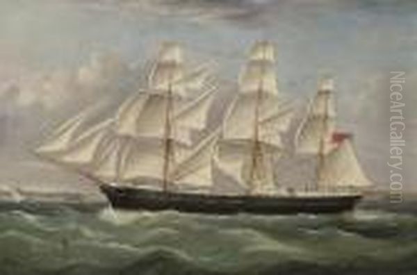 A British Merchantman Under Full Canvas In A Stiff Breeze - view 1