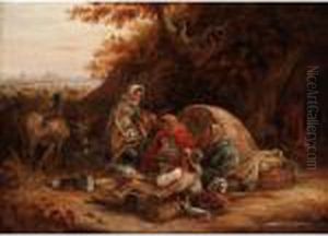Gypsy Encampment Near Tamworth, Staffordshire by William Webb