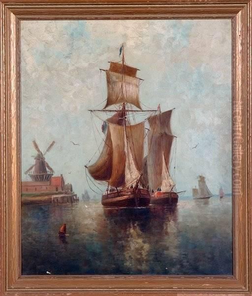 Seascape With Ships And Windmill - view 1