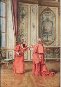 Deux Prelats Dans Un Salon Louis Xv by Alfred Weber