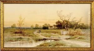 Country Landscape With Figure by Carl Weber