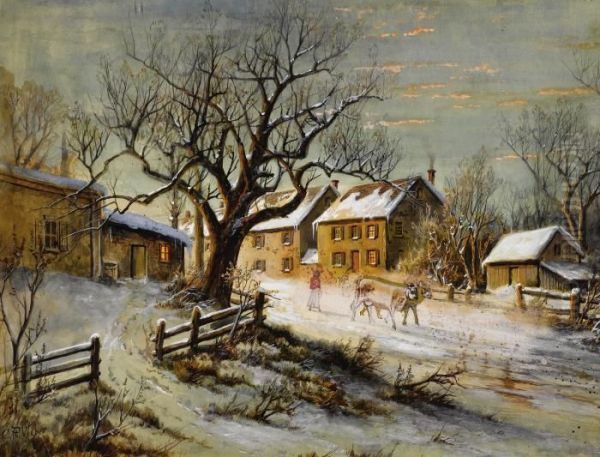 Winter Village Scene - view 1