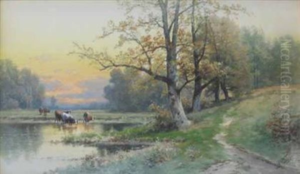 Landscape With Cattle Watering - view 1