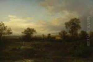 Abendliche Landschaft Mit Burgruine by Paul Weber