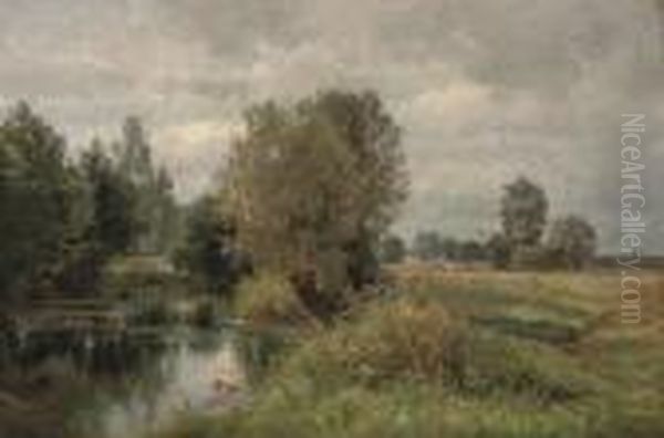 Harvesters By A Lake - view 1