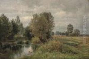 Harvesters By A Lake