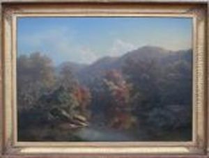Wissahickan Creek, Autumn Scene With Boater