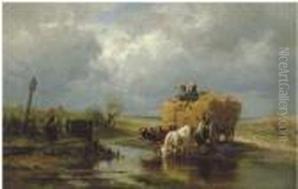 Figures With Cows In A Stream - view 1