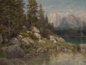 Der Hintersee Mit Blick Auf Den
 Hohen Goll.