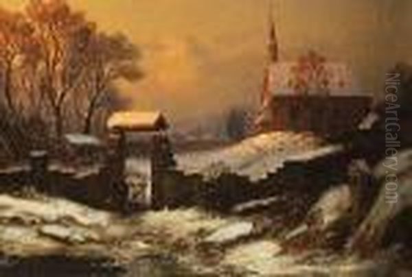Winter Landscape, Signed And Dated 18?? Lower Right - view 1