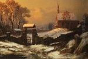 Winter Landscape, Signed And Dated 18?? Lower Right