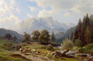 Mucche Andando Verso La Riva Del Ruscello