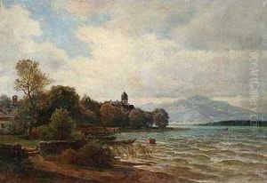 Ufer Von Wasserburg Im Sommer by Paul Weber