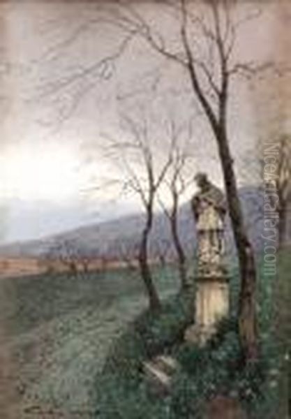 Nepomukstatue In Feld- Und Wiesenlandschaft - view 1