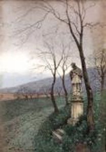 Nepomukstatue In Feld- Und Wiesenlandschaft Nepomukstatue In Feld- Und Wiesenlandschaft