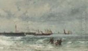 Shipping By A Harbour Entrance