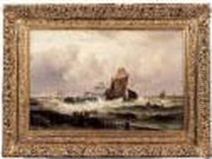 Entree D'un Bateau De Peche Calaisien Dans Le Port De Douvres Par Gros Temps by Theodor Alexander Weber