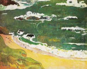 The beach at Pouldu by Paul Gauguin