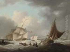 Choppy Waters Off The Dutch 
Coast, A Government Cutter Running Out To Meet An English Frigate Beyond
