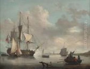A British Frigate Announcing Her Departure From The Estuary